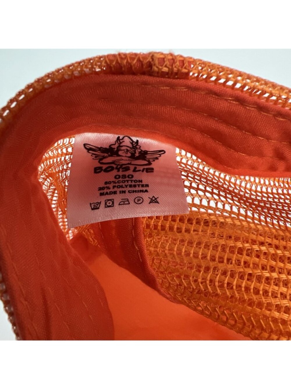 Boys Lie Pink Orange Trucker Hat Adjustable Snapback Embroidered Preowned Rare - Picture 5 of 5